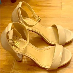Tan ankle strap heels